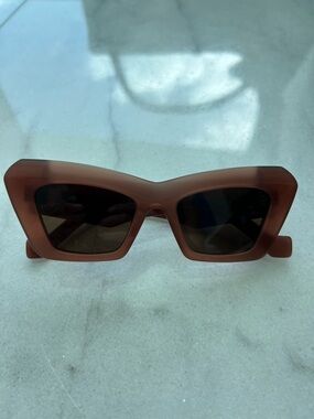 Loewe Matte Brown Angular Cat-Eye Sunglasses